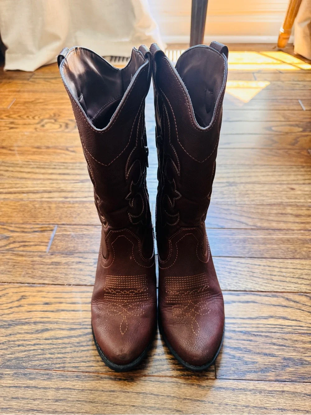 Cat & Jack Brown Western Embroidered Kids Boots
